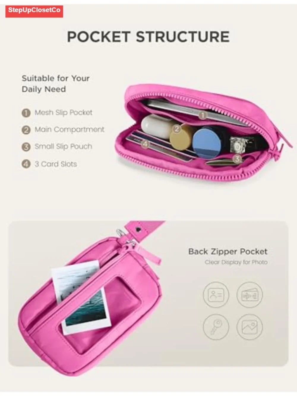 Quilted Wristlet Wallet RFID Blocking with Zipper and Phone Pocket